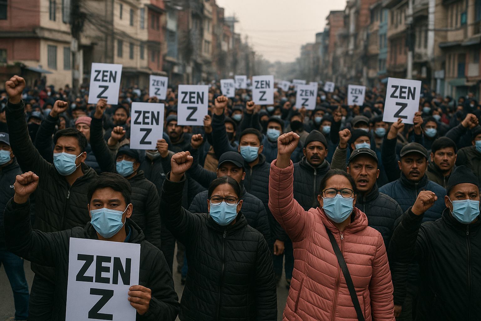 Zen Z pradarsan protest Nepal — Zen Z pradarsan crowd image